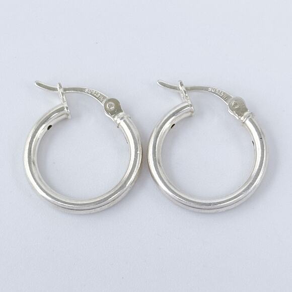 Vintage Sterling Silver 925 Classic Hoop Earrings - Picture 5 of 8
